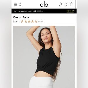 Alo Cover Tank - Black - Medium
